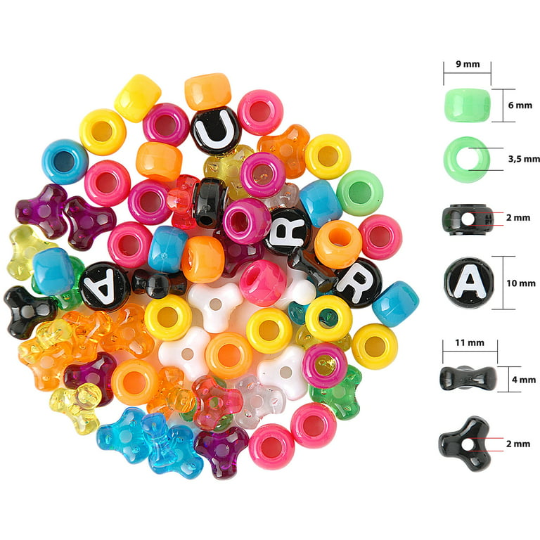 200 Mixed Color Assorted Alphabet Letter Cube Pony Beads 7X7mm for Craft