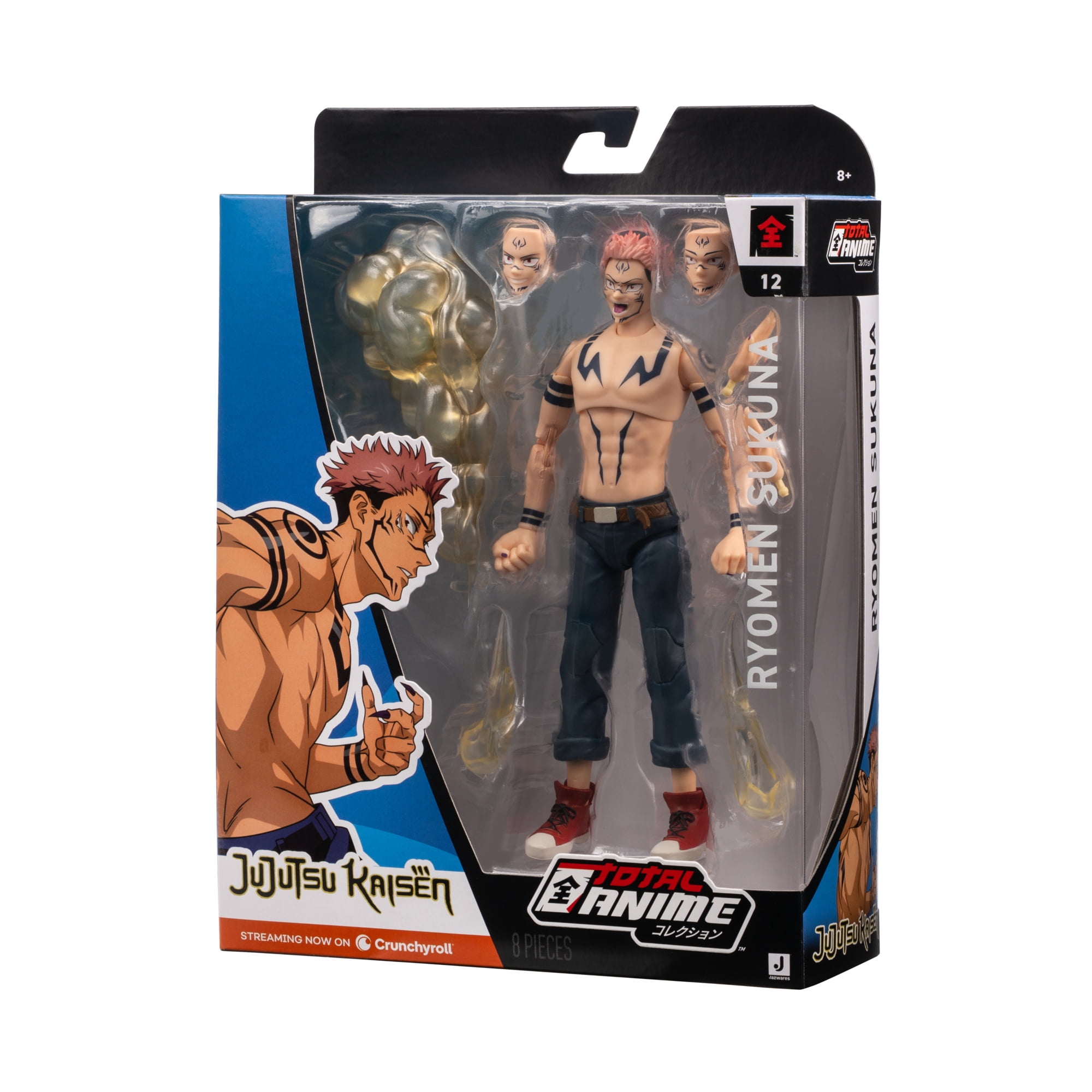 Total Anime Ryomen Sukuna - 6.5-Inch Figure with Swappable Faceplates, Alternate Hands, and Energy Effects