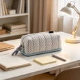 thumbnail image 2 of ZhangC Cream Polka Dot Pencil Case, Large Capacity Soft Quilted Storage Pouch, Multi-purpose Stationery Makeup Bag for Office, Home and Travel (2.7x8.2x4.3 Inch), 2 of 6