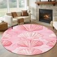 thumbnail image 3 of Pink Seashell Round Area&nbsp;Rug 6ft Summer Coastal Watercolor Cute Non-Slip&nbsp;Washable Circle Rugs Soft Felt Indoor Floor Mat for Bedroom Kitchen Living Room Bathroom, 3 of 9