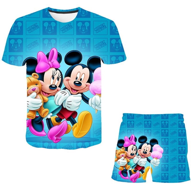 Ropa de Mickey Mouse para niñas, ropa de verano para niñas, 2 uds., ropa para niños, chándal para niños, traje para niñas, ropa para niños 4T Gao Jinjia LED