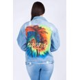 thumbnail image 2 of American Bazi Painted Back Distressed Denim Jacket Women’s Stylish Edgy Unique Design, 2 of 5
