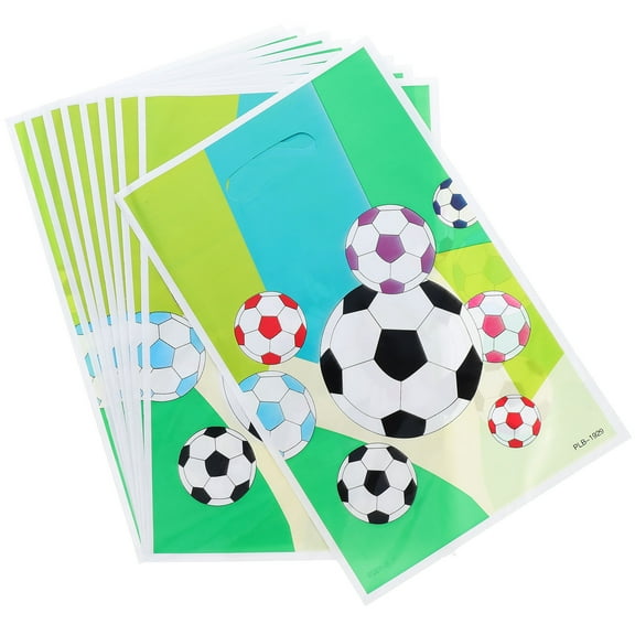 BESTOYARD 24Pcs Paper Soccer Treat Bags Green with Pe Coating Comfortable Handle