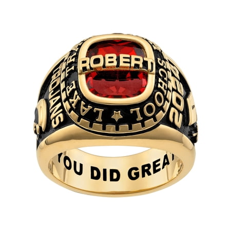 Bhavani Gems CLASS RING Men's Yellow Celebrium -Top Classic Class Ring, Personalized, High School or College