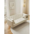 thumbnail image 2 of FFH 71" Velvet Futon, Convertible Sleeper Sofa Bed with 3-Position Adjustable Backrest, Twin-Size Sleeper Sofa with Throw Pillows, Beige, 2 of 10