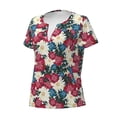 thumbnail image 3 of Wukai Beautiful Flower Casual V-Neck Graphic Tees for Women: Lightweight and Breathable Summer Tops with Stylish Design-XX-Large, 3 of 8