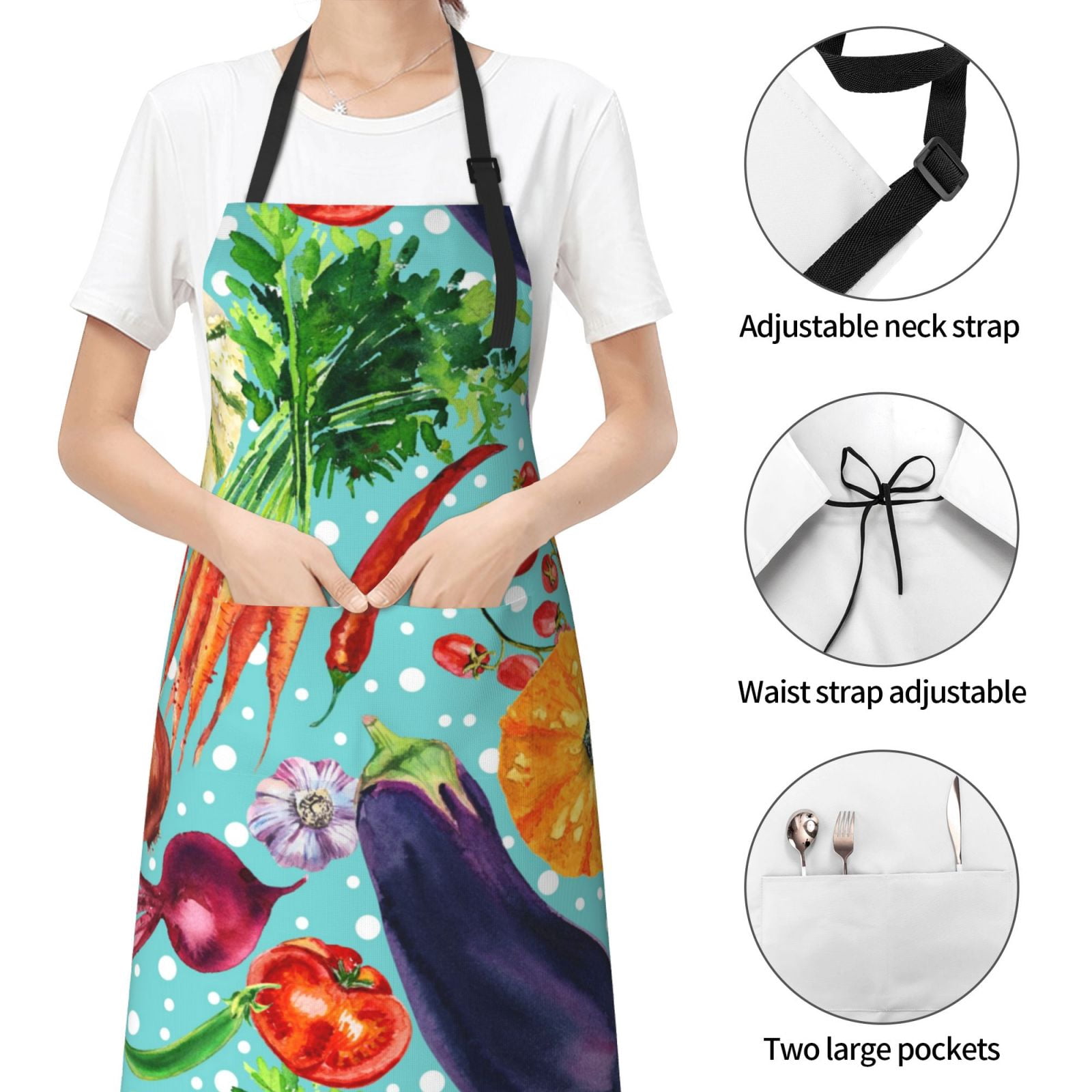 Kdxio Vegetable Apron with Pockets Adjustable Kitchen Aprons for Men Women Waterproof Aprons for Cooking,Drawing,Crafting, Baking Household Cleaning