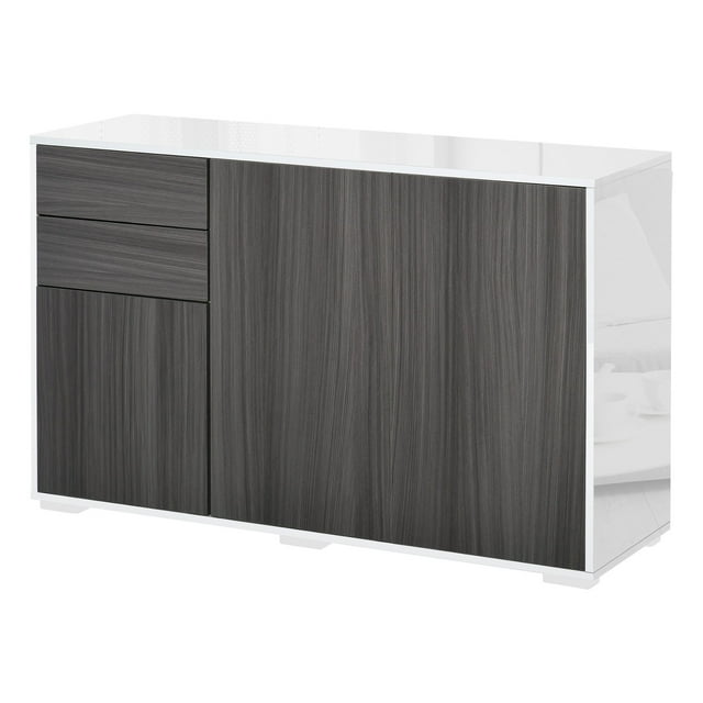 CoSoTower Kitchen Sideboard Storage Cabinet, Modern Coffee Bar with Push-Open Design and 2 Drawers for Living Room, Light Grey