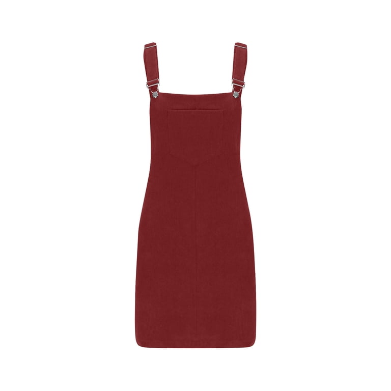 Overalls Dress Looks Cute Girl's Corduroy Overall Dress Adjustable Strap  Pinafore Sleeveless Classical Short Dresses, Olive