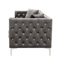 thumbnail image 5 of 2 Pieces Sectional Sofa Couch Set, Modern Velvet Tufted Upholstered Living Room Sofa Set with 3 Seater Sofa and Loveseat with Metal Legs & Jeweled Button & Copper Nails, 4 Pillows Included, Grey, 5 of 7