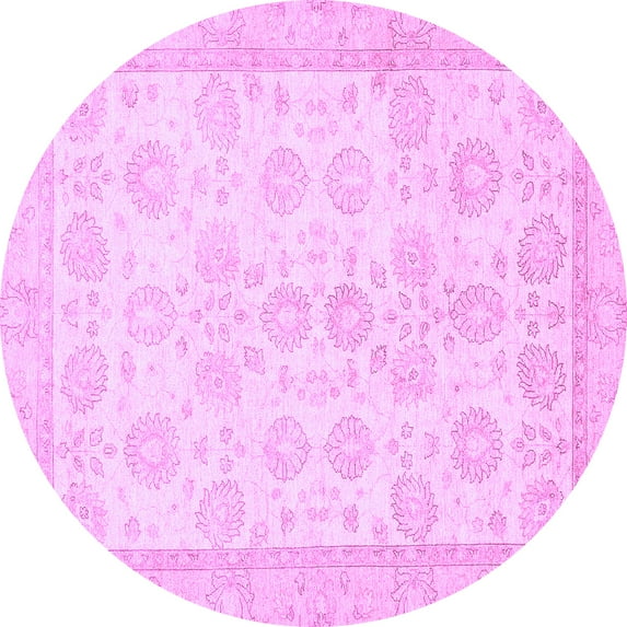 Ahgly Company Indoor Round Oriental Purple Traditional Area Rugs, 3' Round