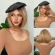 thumbnail image 1 of Peluca corta y recta para mujer, pelo sintético cómodo con flequillo, fibra de alta temperatura, color marrón Natural, uso diario en fiestas, 1 of 4