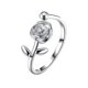 thumbnail image 1 of Anillo abierto de plata de ley S925 con diseño de flor de rosa y apertura ajustable para mujer., 1 of 7