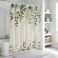 thumbnail image 5 of Sage Green Shower Curtain Set - Standard 72" x 72" Washable Bathtub Curtain with 12 Hooks, Eucalyptus Leaves Waterproof Fabric Stall Shower Curtains for Bathroom/Bathtub Décor, 5 of 6