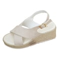 thumbnail image 6 of Wedge Sandals for Women Dressy Summer Platform Strappy Espadrille Casual Slingback Wedges Heels Open Toe Arch Support Pumps Shoes White Size 6.5, 6 of 7