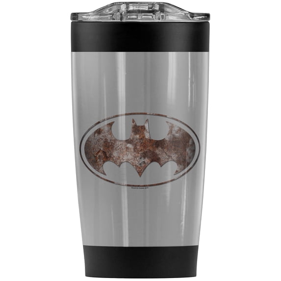 Batman Heavy Rust Logo Stainless Steel Tumbler 20 oz Coffee Travel Mug/Cup, Vacuum Insulated & Double Wall with Leakproof Sliding Lid | Great for Hot Drinks and Cold Beverages