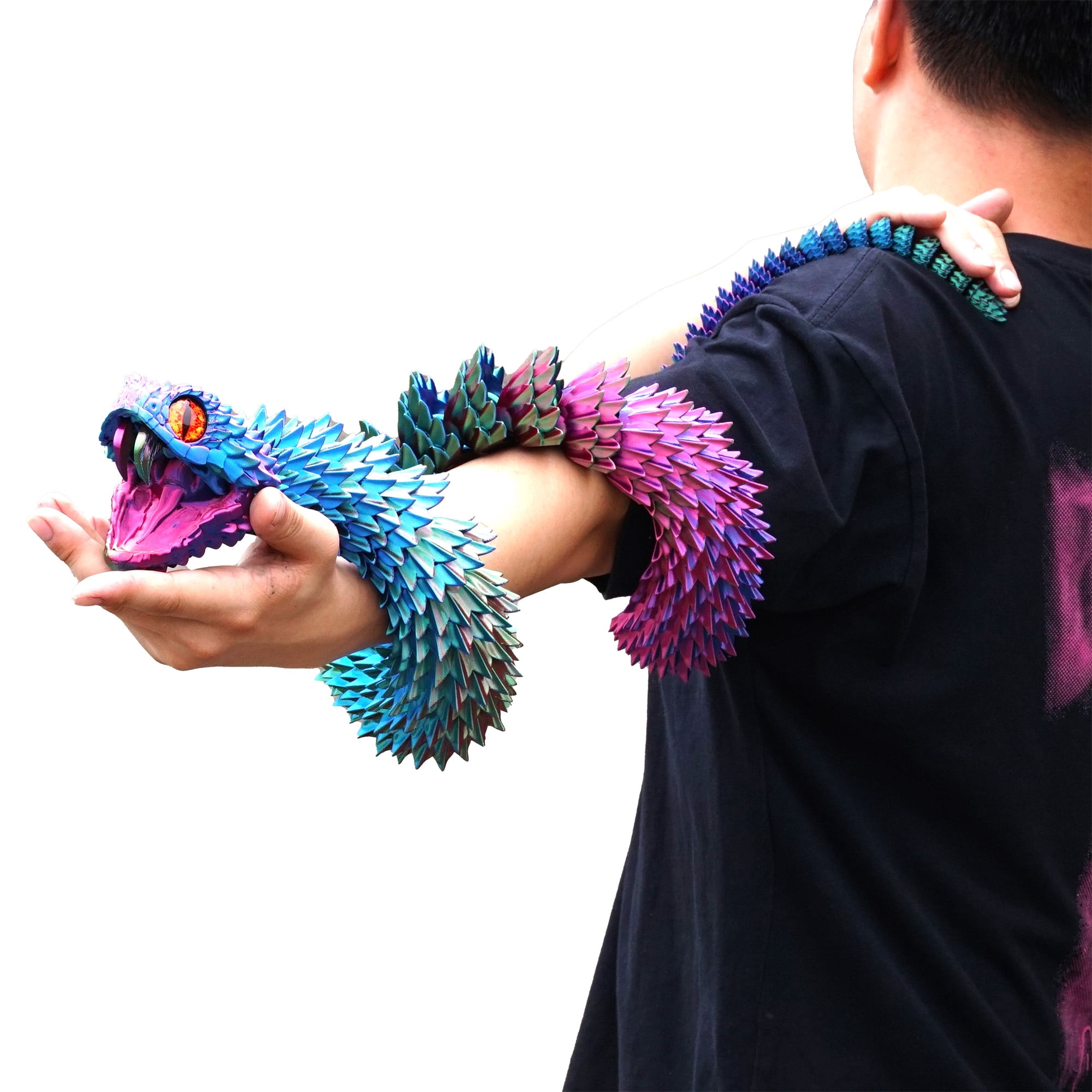 47.5inch 3D Printed snake,Flexible Joint Animal lacertid Figurines,Realistic Eyes, Home Office Decor,Fidget Toy for Adults Teens Boy Festival Gifts