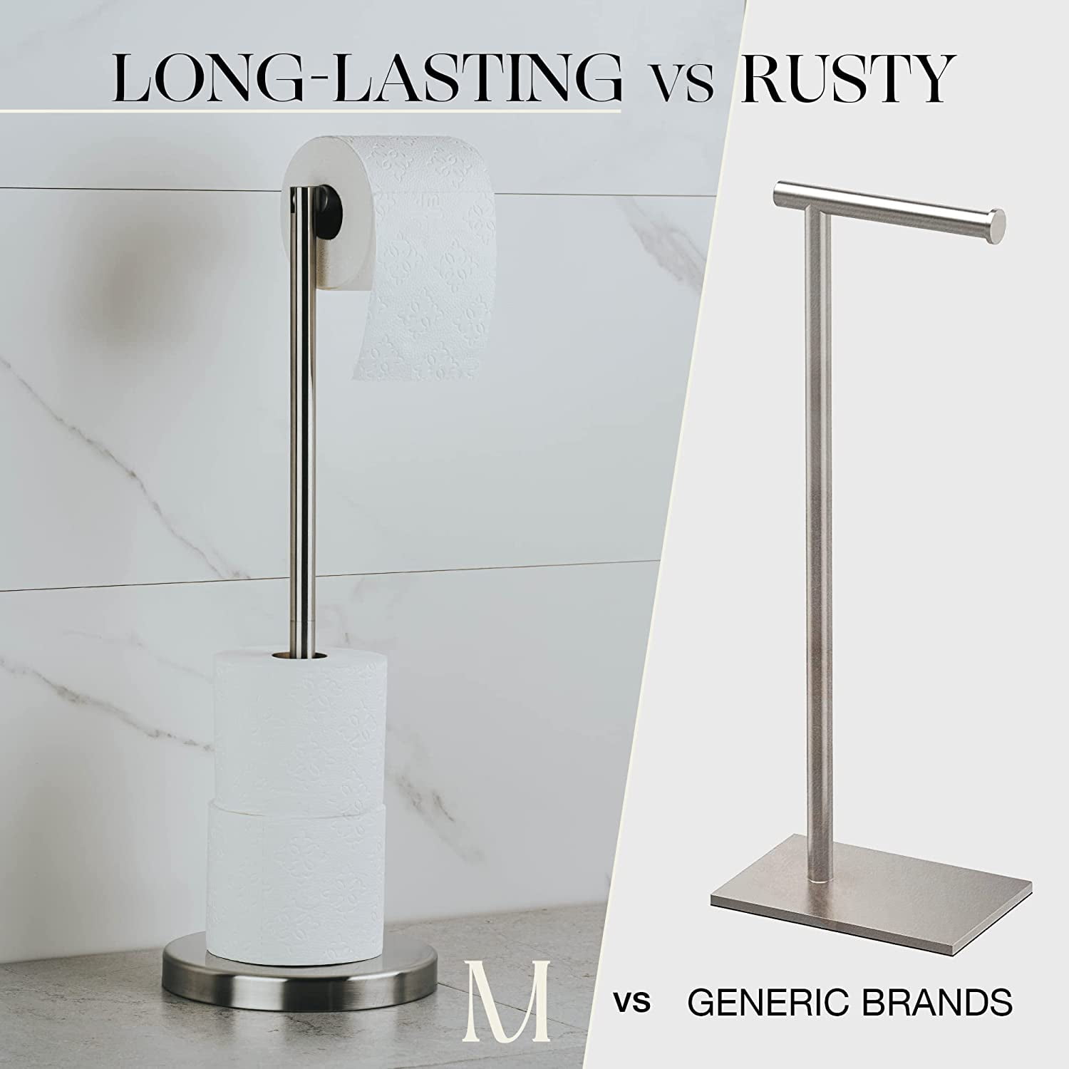 Marmolux Acc Brushed Steel Elegant Bathroom Hardware Free Standing Toilet Paper Holder, 1 Count
