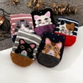 thumbnail image 2 of AMITOFO 5 Pairs Women Fuzzy Socks Cute Cat Pattern Cozy Plush Sleeping Slipper Socks Winter Warm Soft Fluffy Crew Socks, 2 of 7