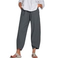 thumbnail image 4 of Mujer Pantalones Bolsillo Noveno Pantalones Pantalones deportivos holgados de pierna ancha, Gris, L Eigraketly AP002213-10, 4 of 5