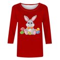 thumbnail image 3 of Camisetas Casuales de las Mujeres Impresas 3/4 Manga Cuello Redondo Blusa, Moda Ligera Superior para el Hogar Y el Uso Diario, Cómoda Imitación de la Tela Del Estante, 3 of 8
