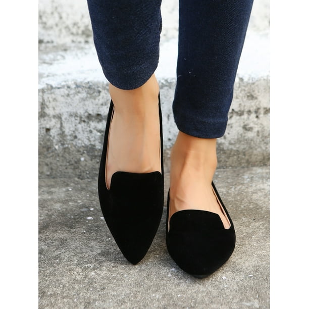 Women s Large Size 35 45 Pointed Toe Shallow Mouth Flat Shoes Autumn New Outdoor Daily Soft Sole Work Shoes Driving Loafers Flat Single Shoes Bodega Aurrera en linea