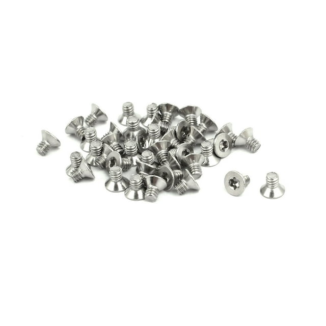 Unique Bargains M2x3mm T6 304 Stainless Steel Flat Torx Head Screw 40pcs