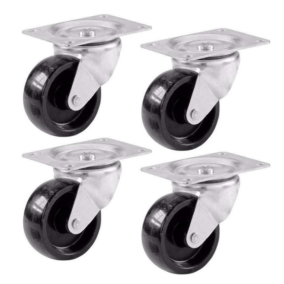 Widesakll 4 Pieces 2" inch Swivel Caster Wheels Hard Rubber Base with Top Plate & Bearing Set