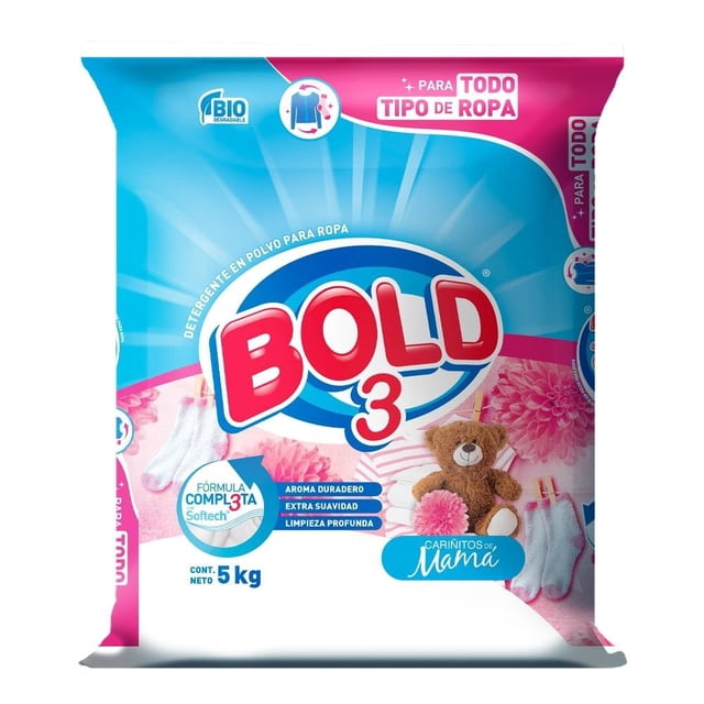 Detergente en Polvo Bold 3 Cariñitos de Mamá 5 kg