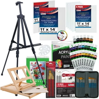  Tosnail 6 Packs 8 x 10 Canvas and Easel Set, Art Easel Stand  with Canvas Set Tabletop Wooden Display Stand and Canvas Panels for Artist,  Students, Adults, Kids Painting : Arts