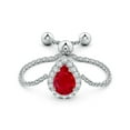thumbnail image 2 of ANGARA Natural Pear-Shaped Ruby Halo Bolo Ring in 14K White Gold for Women (Size-6x4mm) | July Birthstone, Birthday, Anniversary, Jewelry Gift for Women | Natural Ruby Ring, 2 of 8