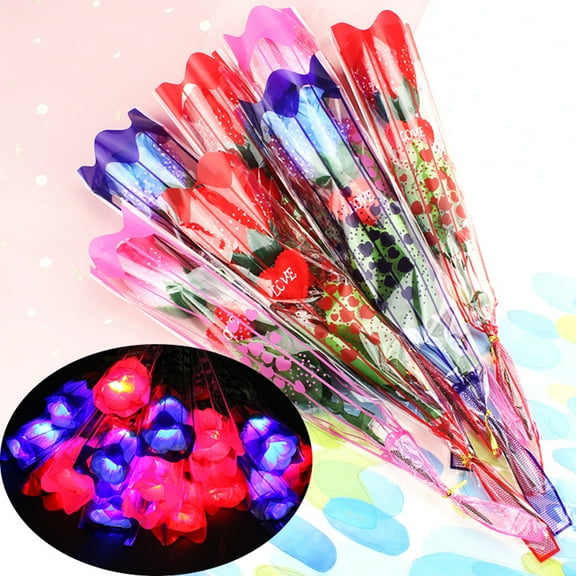 Ludlz 1Pc Glow in Dark LED Light Artificial Rose Flower Girl Romantic Gift Holiday Toy