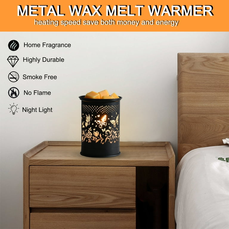 Metal Wax Melt Warmer Kobodon Candle Wax Warmer for Scented Wax Melter Electric Wax Burner Wax Melts Wax Cubes Black Candle Lamp for Home Office Decor