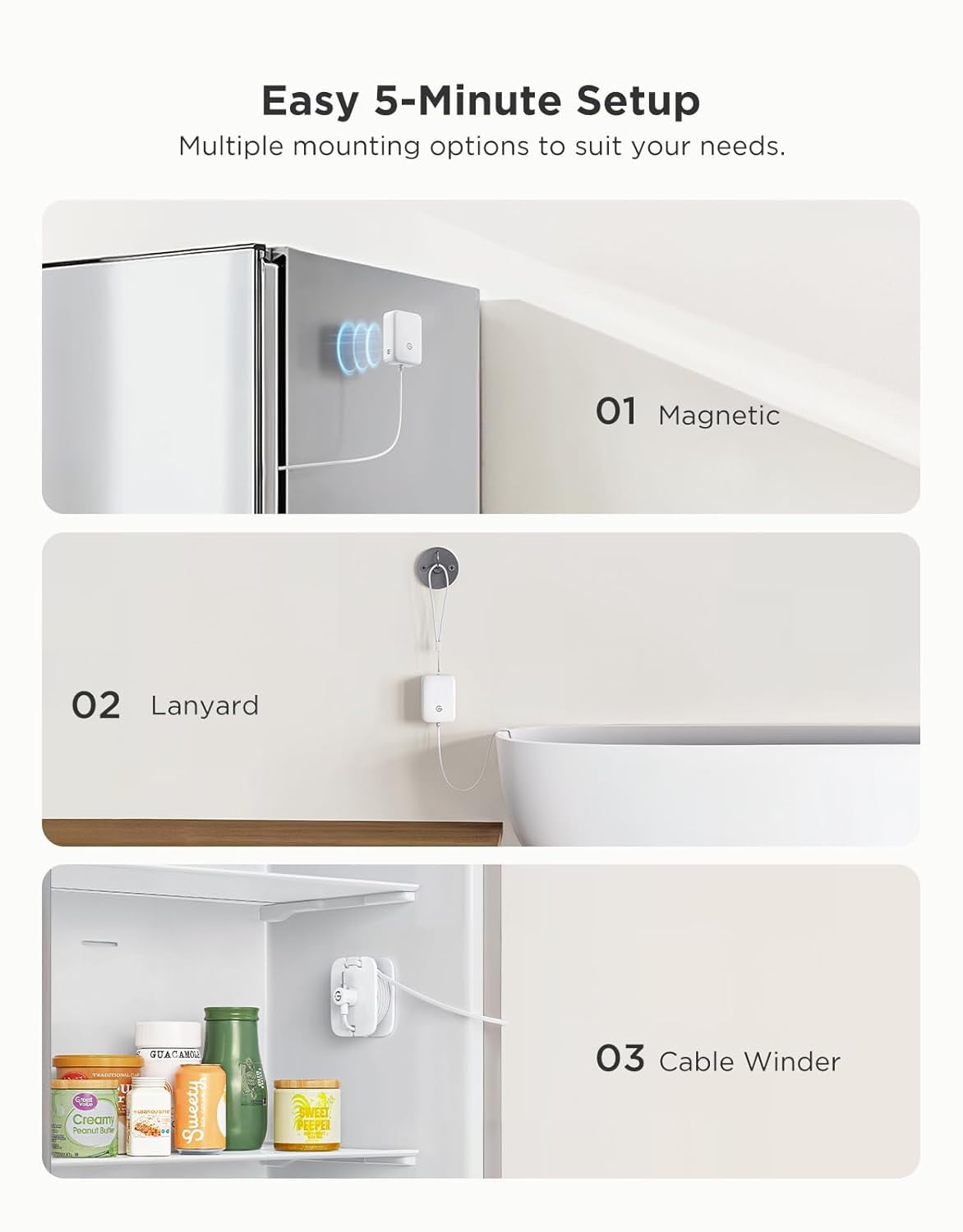 WiFi Refrigerator Thermometer with Alarm, Wireless Digital Freezer Temperature Gauge with App Control, 2 Years Free Data Export, for Home Kitchen Fridge Hot Tub