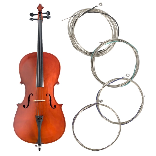 RENACLIPY 4Pcs Cello Strings Set Advanced Strings for Cello Players Clear Sound Silver 5.9X5.5X0.04In