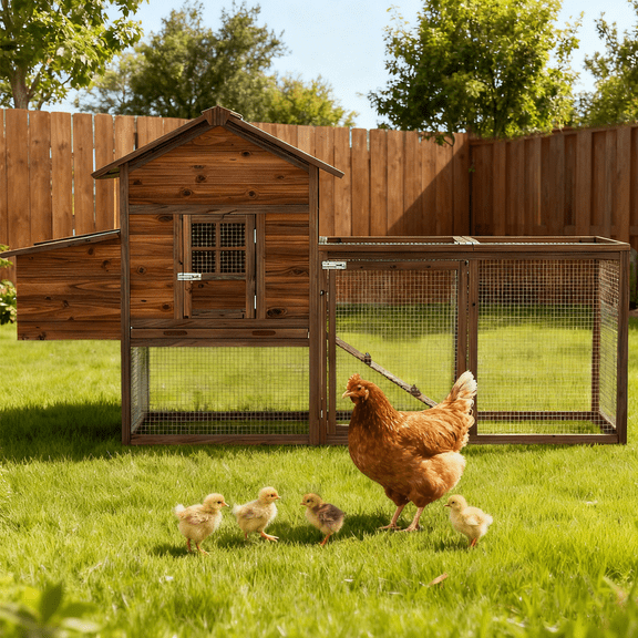 Gaildon Large Removable Chicken Coop for 4-5 Chickens ,with 2 Story Poultry Cage,Nesting Box,Pull Out Trays, Brown
