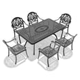 thumbnail image 3 of JERFIT 7-Piece Outdoor Patio Dining Set with Table & Cushions, Cast Aluminum Stackable Chairs, All-Weather Black Furniture for Garden, Porch, Poolside, 3 of 10