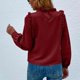 thumbnail image 3 of Blusa informal de manga larga con adornos de volantes, decoración con abertura en la espalda, holgada, con gemelos, blusa de manga larga para mujer, color rojo M, 3 of 6