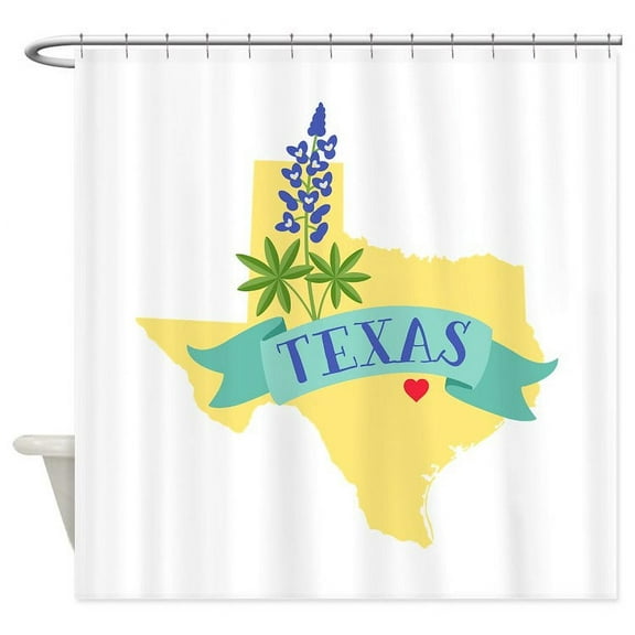 CafePress - Texas State Outline Bluebonnet Flower Shower Curta - Unique Fabric Shower Curtain 70" x 72"