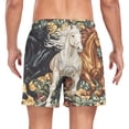 thumbnail image 4 of joogoo Men's Horses in Flowers Swim Trunks with Liner Pocket Beach Shorts XX-Large, 4 of 9