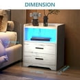 thumbnail image 7 of LVSOMT Nightstand with Wireless Charging Station and 24 Colors RGB Lights, Modern Night Stand with Drawer for Bedroom,  Smart Bedside Table for Living Room Office, Wood White, 7 of 7