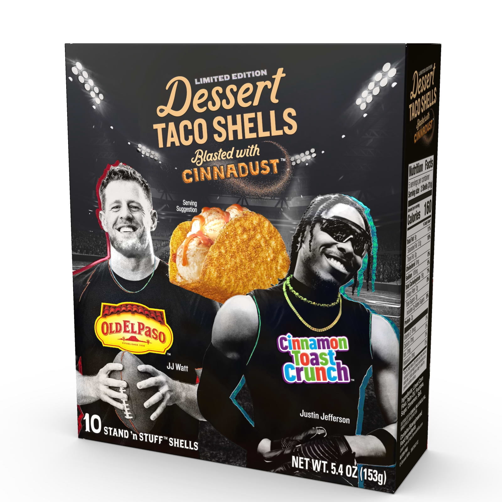 (4 pack) Old El Paso Stand 'N Stuff Cinnamon Toast Crunch Dessert Taco Shells, 10 Ct, 5.4 oz