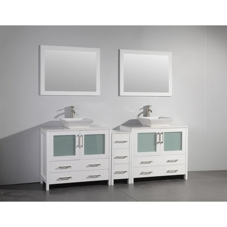 Vanity Art 84 Inch Double Sink Bathroom Vanity Set With Ceramic Top