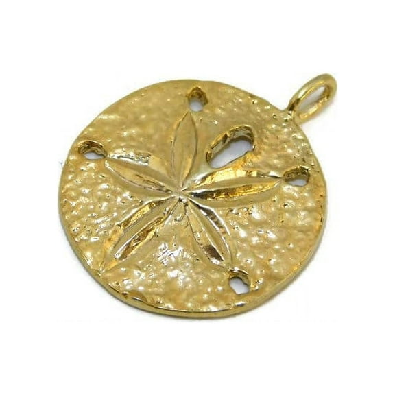 Sand Dollar Large Pendant Charm 14k Yellow Gold