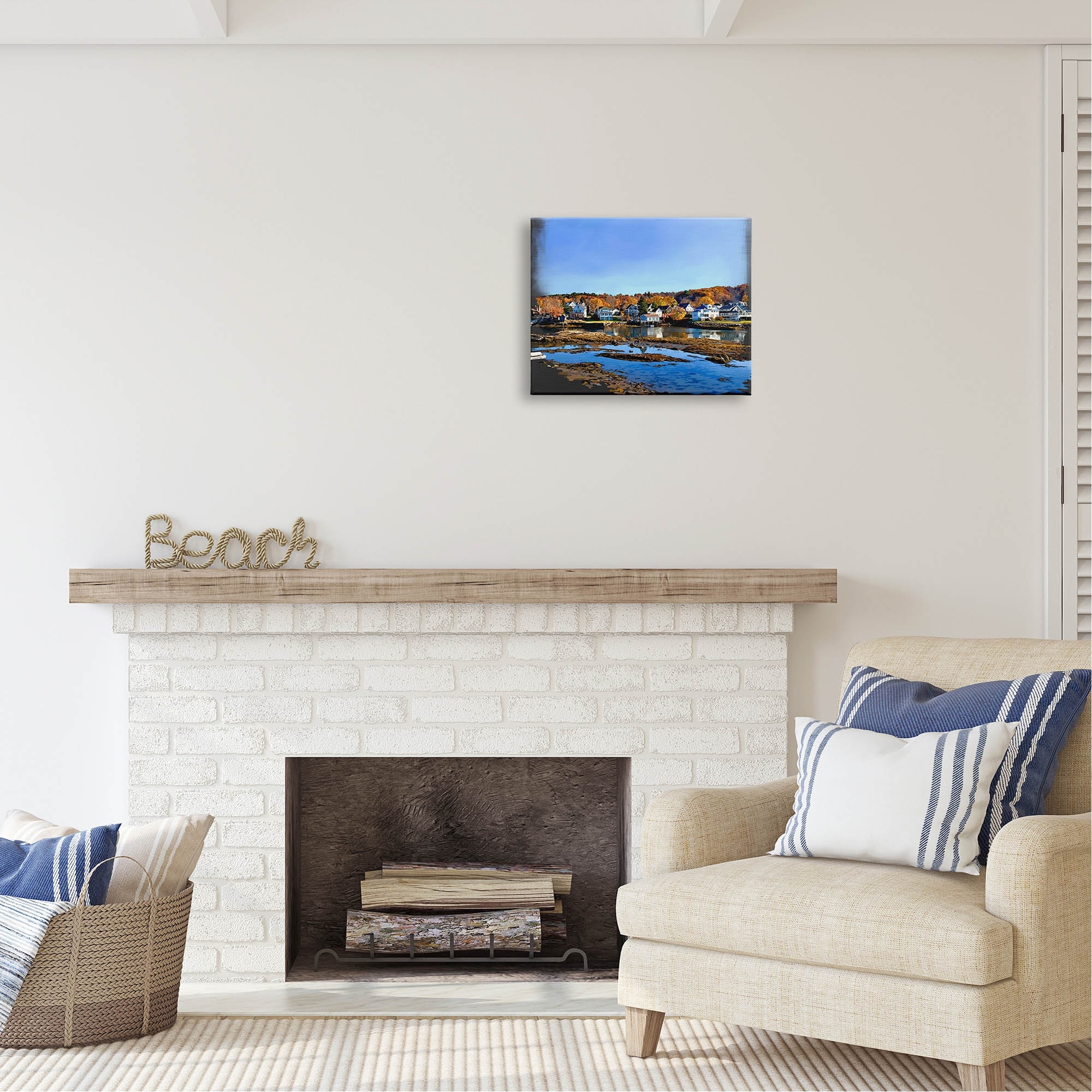 Stupell Industries Autumn Lakeside Foliage Scenery Coastal Photography Gallery Wrapped Canvas Print Wall Art