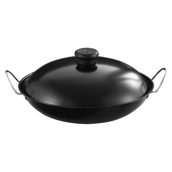 Wok Iron Cooking Wok 9 Inch Household Iron Wok Double Handle Food Wok Kitchen Hot Pot Fry Wok For Alcohol Burner Induction Cooker
