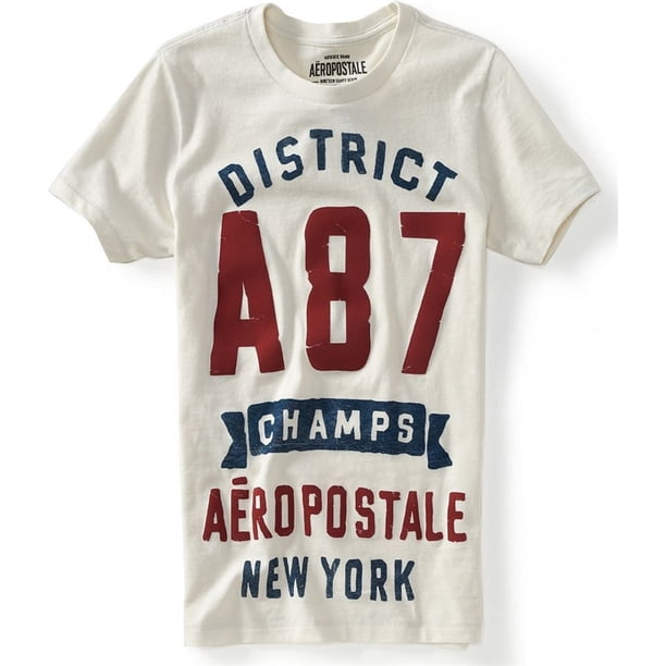 Aeropostale - Camiseta gráfica para hombre con acabado de fieltro Ath Dept, color blanco, XS