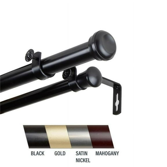 Central Design 100-68-992-D Cillo 1 in. Double Curtain Rod, 120-170 in. - Black