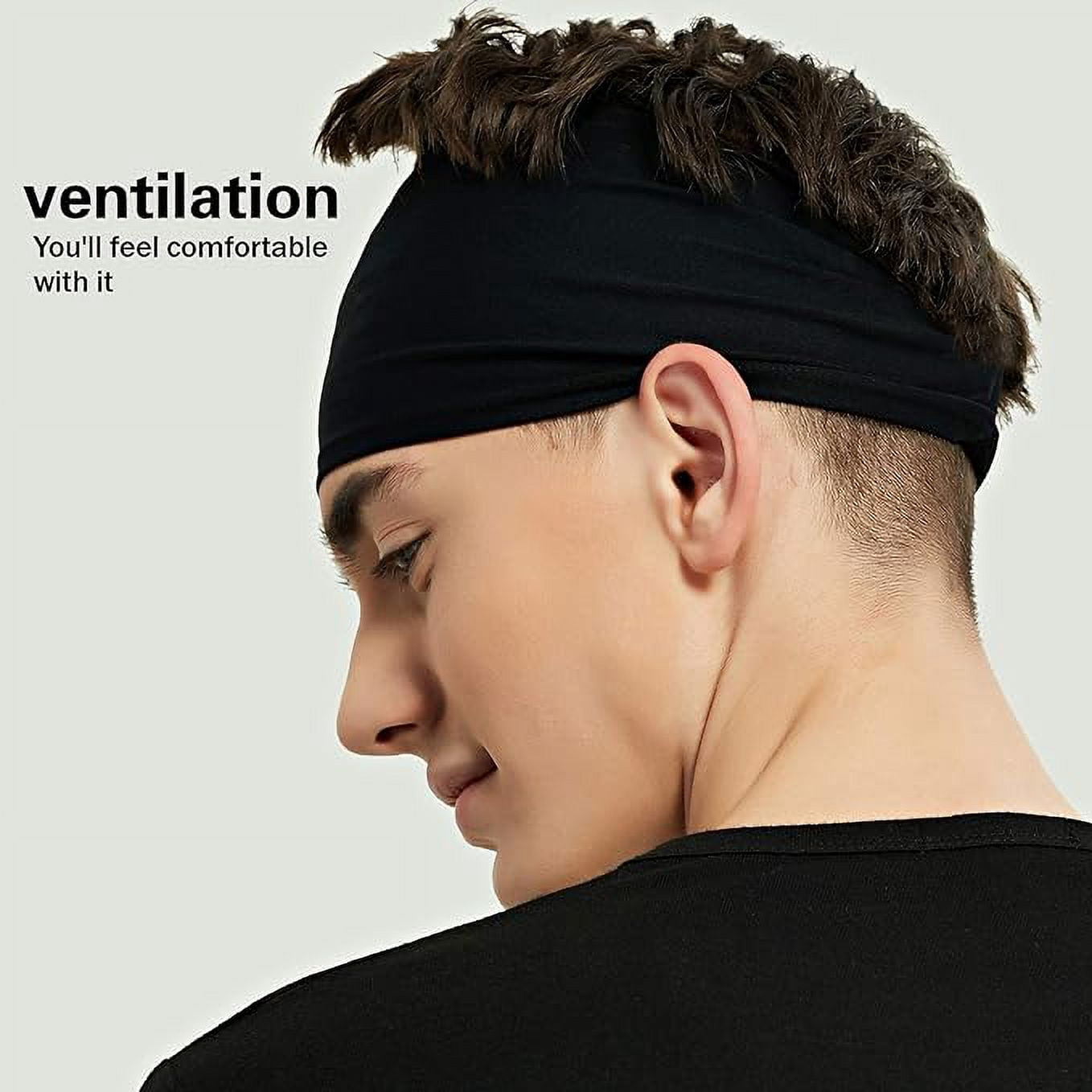 ZHUYING Sports Headbands for Men (5 Pack),Moisture Wicking Workout Headband, Sweatband Headbands for Running,Cycling,Football,Yoga,Hairband for Women and Men