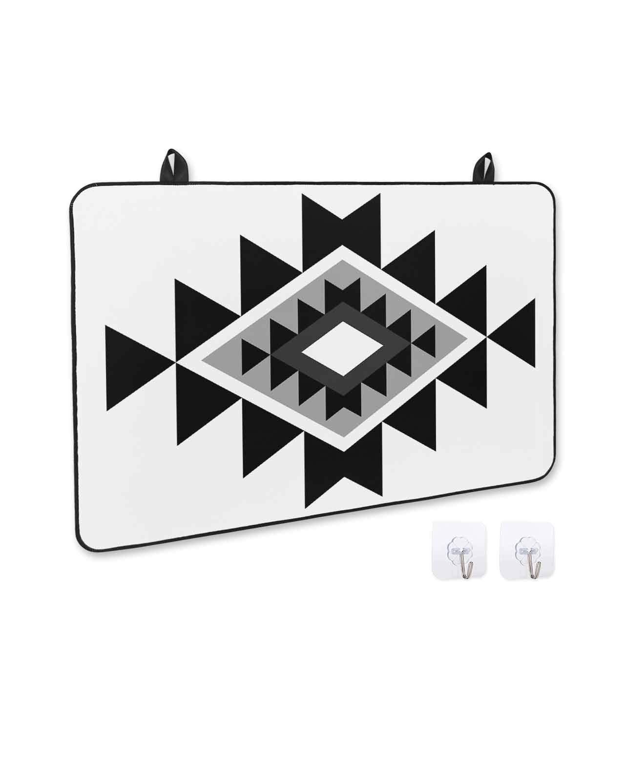 nqOlkjepod Large Induction Cooktop Protector Mat 24"x21", Black Gray Boho Stove Top Covers for Electric Stove, Modern Abstract Geometric Lattice Stove Burner Cover Mats, Glass Top Stove Cover